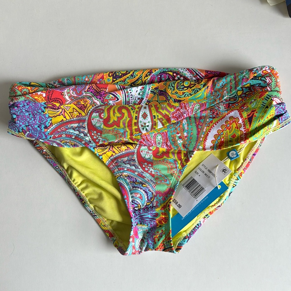 Bleu Rod Beattie Multi Boho Bikini Bottom. Size 4